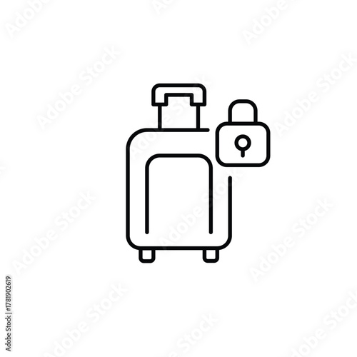 Suitcase and lock. Safe travel, baggage and passenger protection. Pixel perfect, editable stroke vector icon