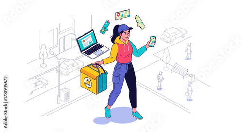 Gig Economy and Freelance Work Isometric Vector Illustration