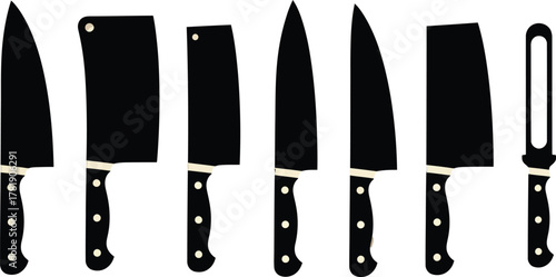 Set of kitchen knives vector illustration