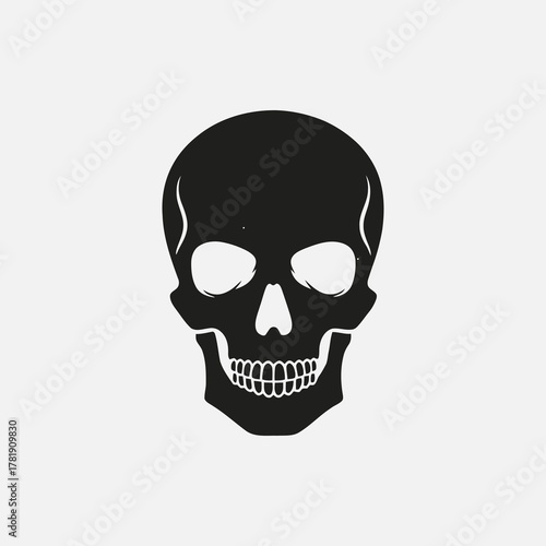 Skull Illustration A Simple and Detailed Black Silhouette on a White Background