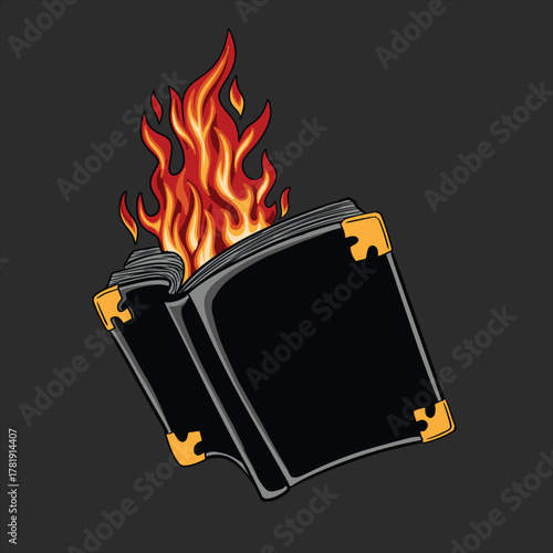 vector  buku terbakar oleh api