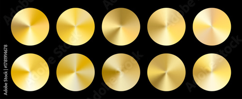 Modern gold gradient plate design for luxury visuals. Each swatch glows with soft metallic tones and radiant gold gradient finish.