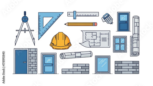Architectural and Construction Elements Vector Illustrations for Design Projects