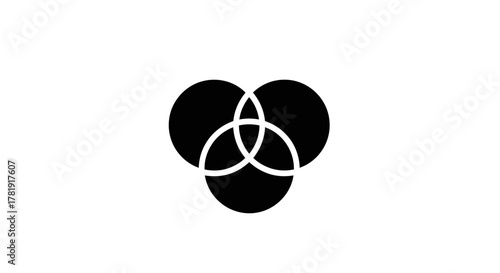 A black and white illustration of three overlapping circles forming a Venn diagram or a symbolic representation of intersection and unity.