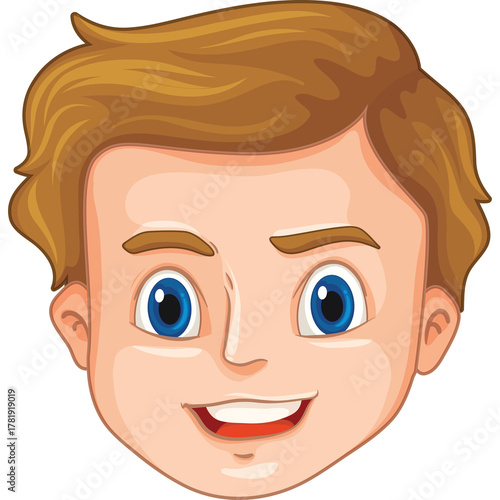 Wallpaper Mural Cartoon portrait of a happy young Caucasian boy with light brown tousled hair blue eyes and a wide smile against a transparent background Torontodigital.ca