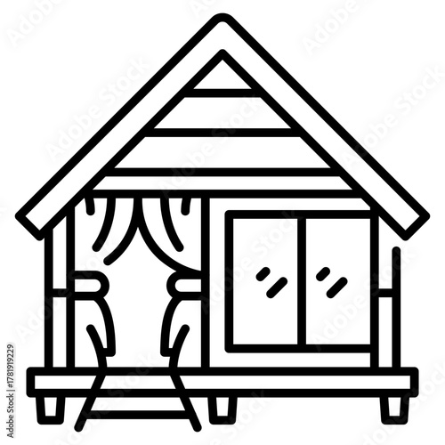 bungalow line Icon