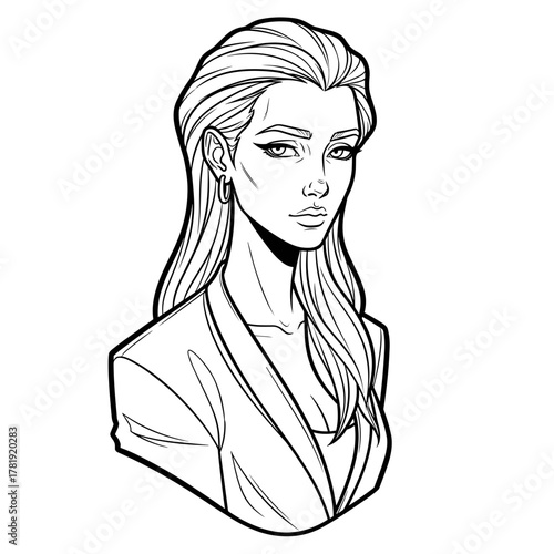 Line art portrait of a confident woman in a blazer  