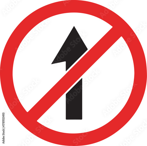 No entry traffic sign vector . No direct traffic icon on white background .