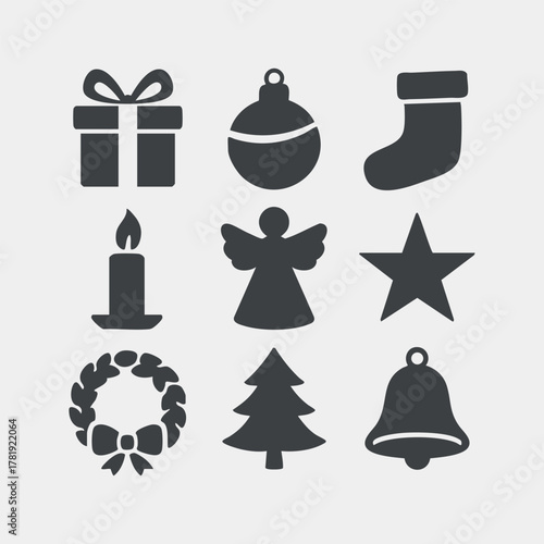 Christmas Holiday Icons Collection Vector Illustration