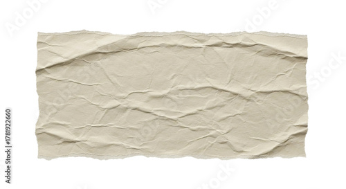 A torn and creased paper background with a light brown hue and ragged edges