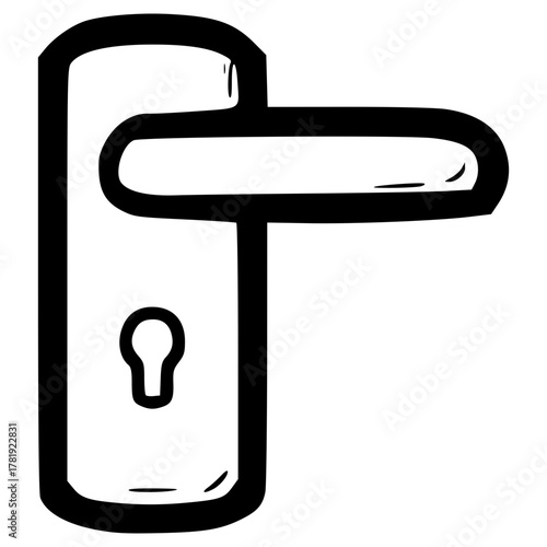 doodle door handle illustration hand drawn outline vector