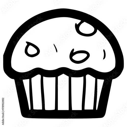 doodle muffin illustration hand drawn outline vector
