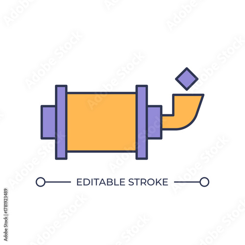Ball mill machine line color icon. Crushing and grinding of ore. Reduction of hard, brittle and fibrous materials. Isolated vector illustration. Flat colorful symbol design. Editable stroke