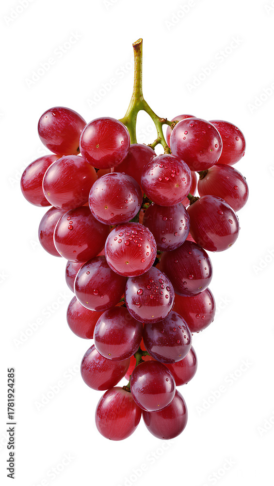 Fototapeta premium red grapes bunch isolated on white background.
