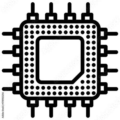 black and white cpu chip icon clip art preview