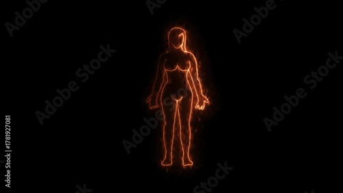 colorful sexy woman icon animated on a black background.