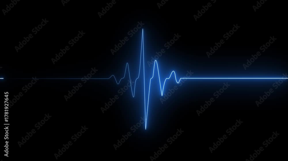 Neon glowing heartbeat pulse line animation. glowing  line animation on black background pink heart  4k vedio.
