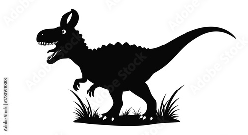 Cartoon Dilophosaurus silhouette a illustration of a prehistoric dinosaur isolated on white background