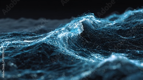 Fototapeta Naklejka Na Ścianę i Meble -  Stunning digital network wave elegantly flows creating a powerful visualization of data connectivity and advanced technology solutions
