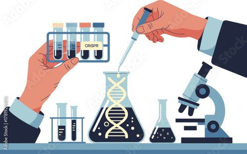 CRISPR Gene Editing and Genetic Engineering Lab Illustration