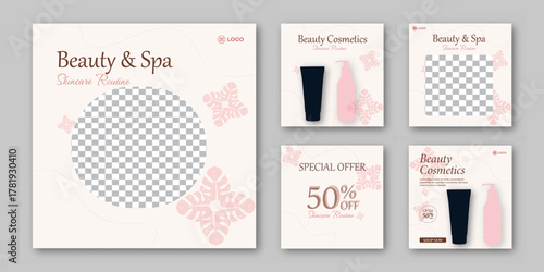 Collection set social media post square web banner template Beauty And Spa Social Media Post Template 