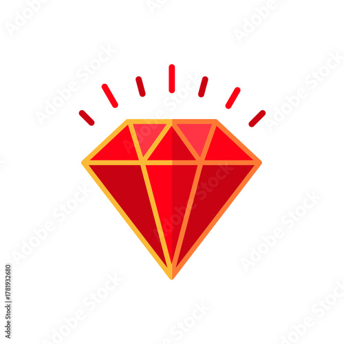 Red shiny ruby ​​- simple flat vector icon