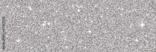 Grey square mosaic sequin background with disco ball shine and glimmer texture. Silver sparkle floor for glam party or abstract shimmer wall design. Vector illustration.
