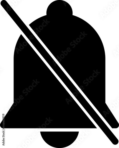 ベルの通知オフの黒いシルエットアイコン