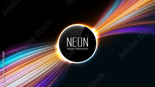 Colorful Neon Light Trails Background – Dynamic Motion Speed Effect with Glowing Energy Lines, Modern Abstract Technology Banner Vector
