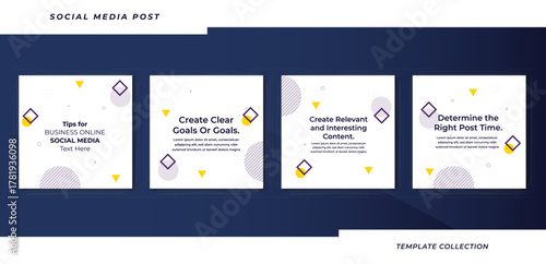 Tips social media tutorial, tips, post banner layout template background design element