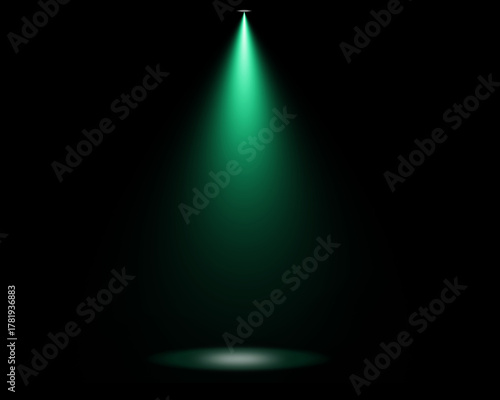 Single Teal Spotlight Beam on Black