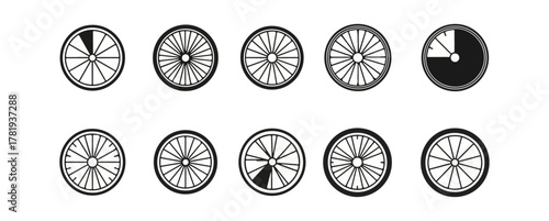 Circular graphic elements displaying progress and time