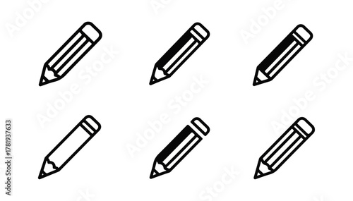 Pencil icons on black background for design concepts