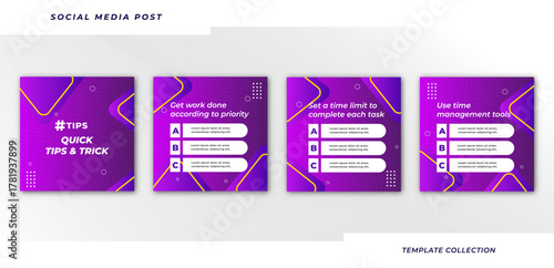 Tips for social media business marketing text here, tutorial, tips, post banner layout template background design element,