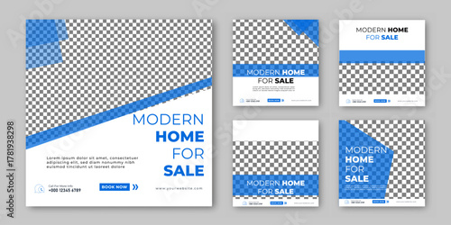 Modern Home For Sale post flyer and banner template for promotion Real estate house social media post or square banner template