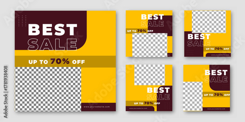 Collection Best sale social media post Minimalistic editable fashion product big sale advertising banner. elegant sale and discount promotional advertising banner.