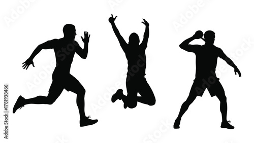 Sports action silhouettes isolated on white background, Vector