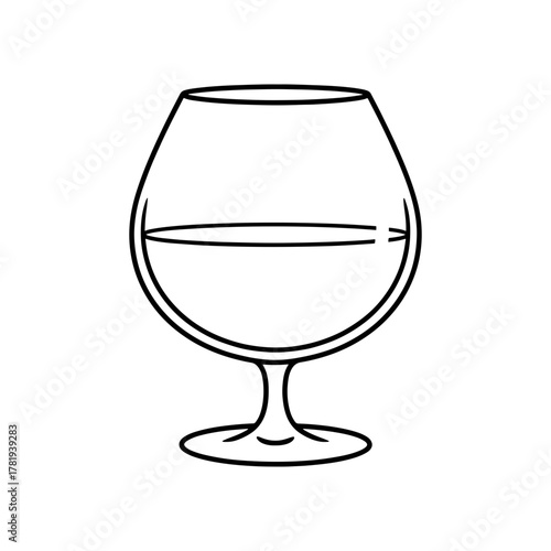 Elegant brandy snifter illustration for upscale bar menu design or sophisticated cocktail promotion, perfect for print or digital use, originally a vector
