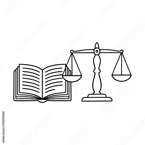 Justice prevails with open law book and balanced scales, symbolizing legal wisdom, fairness, and ethical judgment for legal professionals