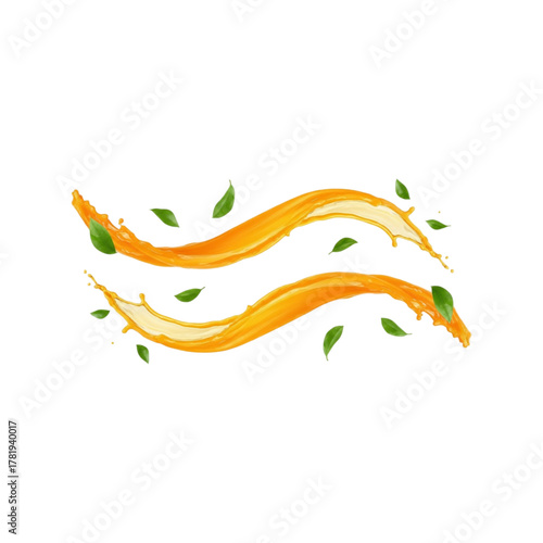 Orange juice splash isolated on transparent background