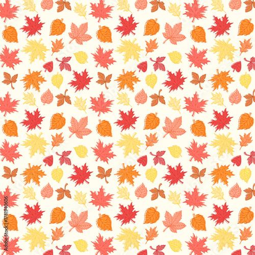 Autumn Leaves Pattern, Nature Illustration, Fall Season, Vibrant Colors, Design Element, Aesthetic Vibe
