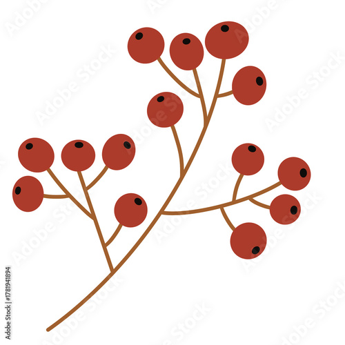 Christmas Berries, Holiday Decor, Vibrant Illustration, Cheerful Environment, Warm Viewpoint, Nature Concept