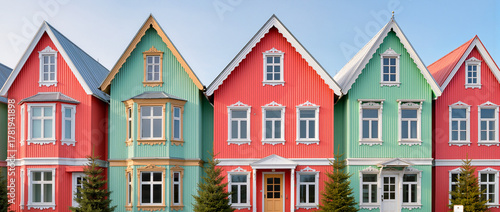 Colorful houses lined up in a charming neighborhood during daytime