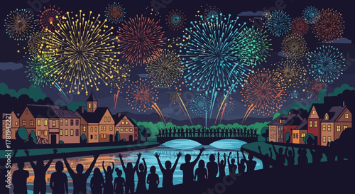 Cartoon woman in warrior pose on yoga mat in bright room.