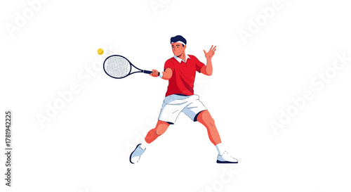 Tennis athlete Vector – Sport Athlete Illustration with Racket and Ball