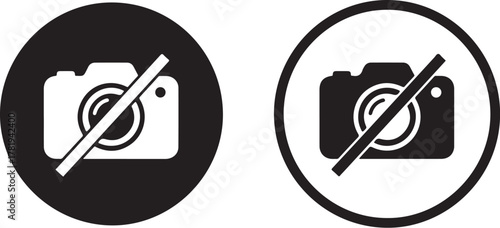 No photo icon set in two styles . No photography icon . Vector illustration