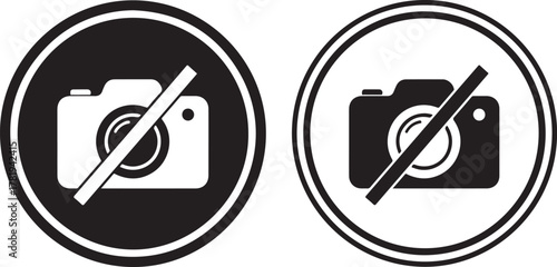 No photo icon set in two styles . No photography icon . Vector illustration
