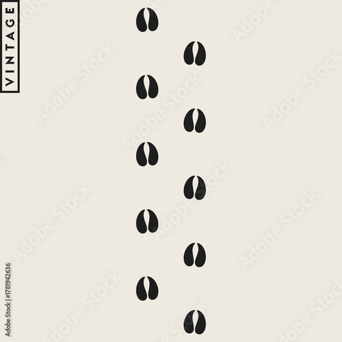 Texas longhorn bull footprints. Animal paw prints 