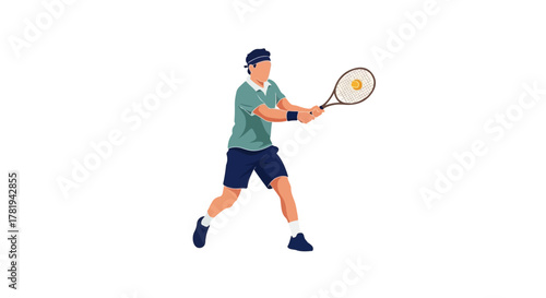 Tennis Player playing Vector – Sport Athlete Illustration with Racket and Ball