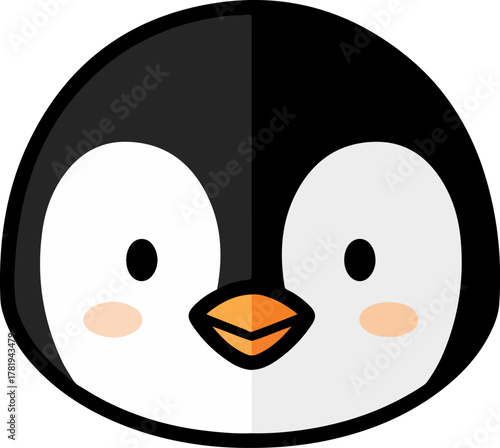 A cute cartoon animal penguin head illustration with a friendly expression, perfect for children's designs and educational materials